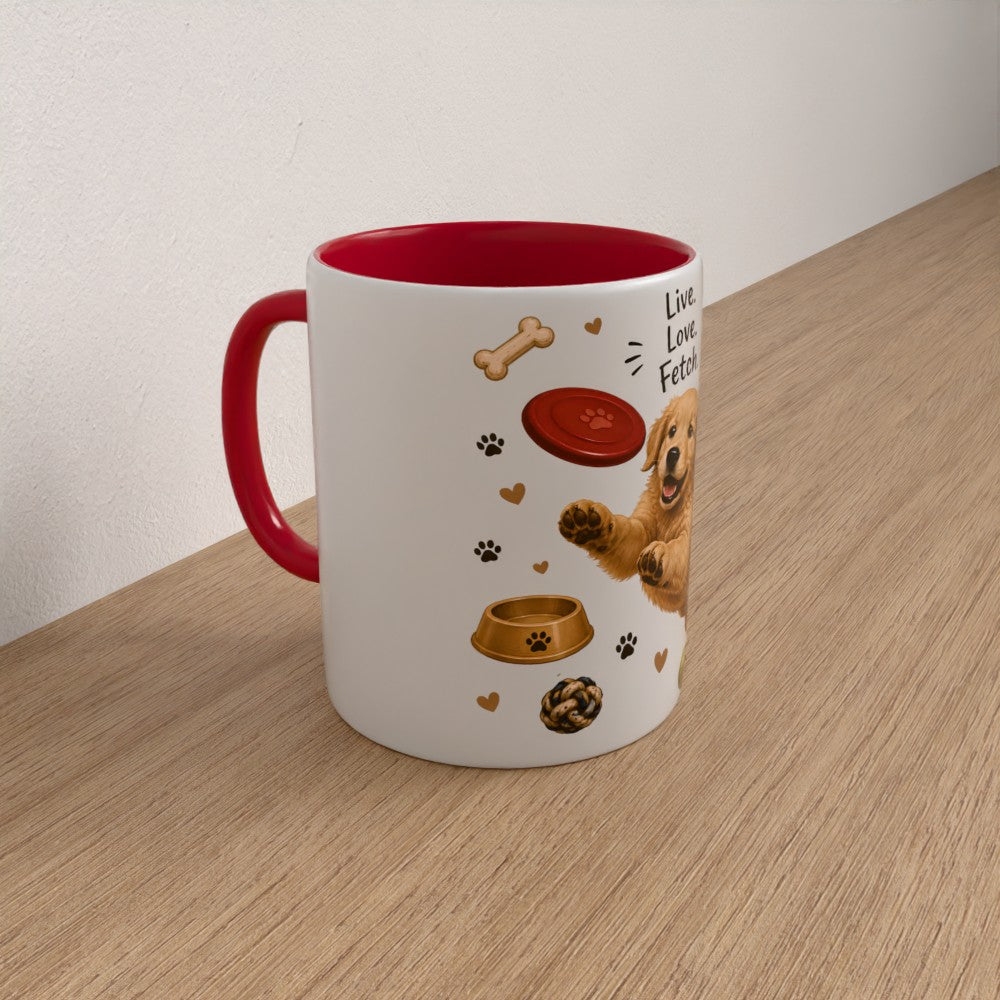 Personalised Golden retriever mug | choose coat & handle/interiour colour
