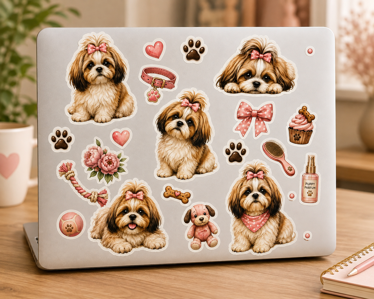 Shih Tzu vinyl kiss-cut sticker sheet