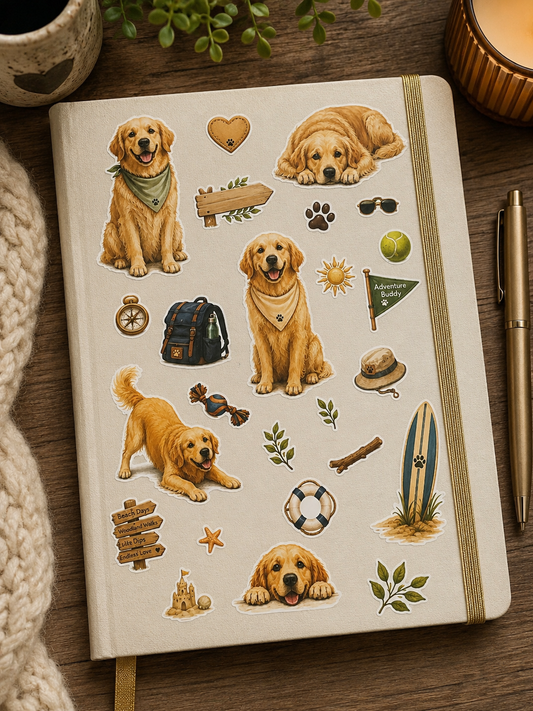 golden retriever vinyl kiss-cut sticker sheet