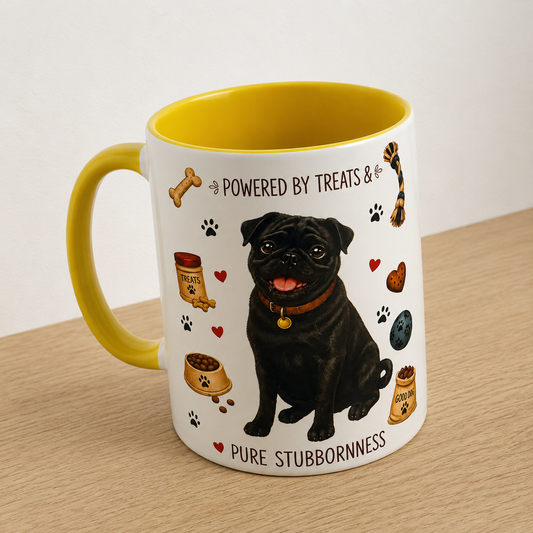 Personalised Pug mug | choose coat & handle/interiour colour