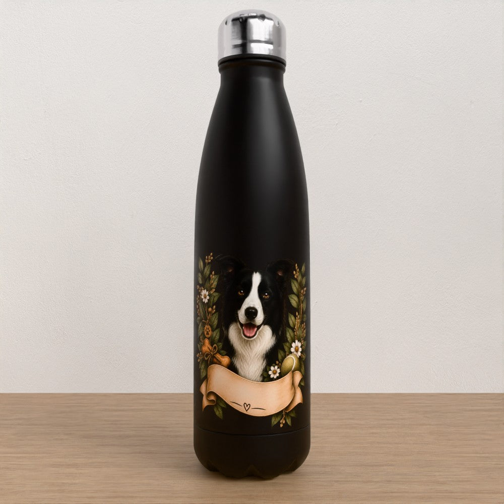 Personalised Border Collie water bottle