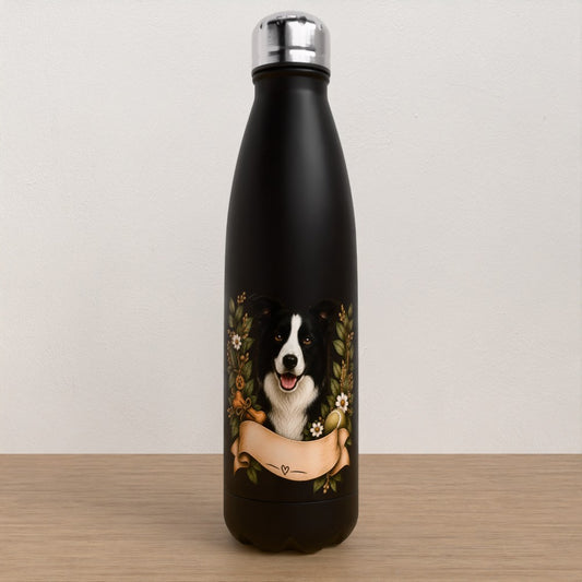 Personalised Border Collie water bottle