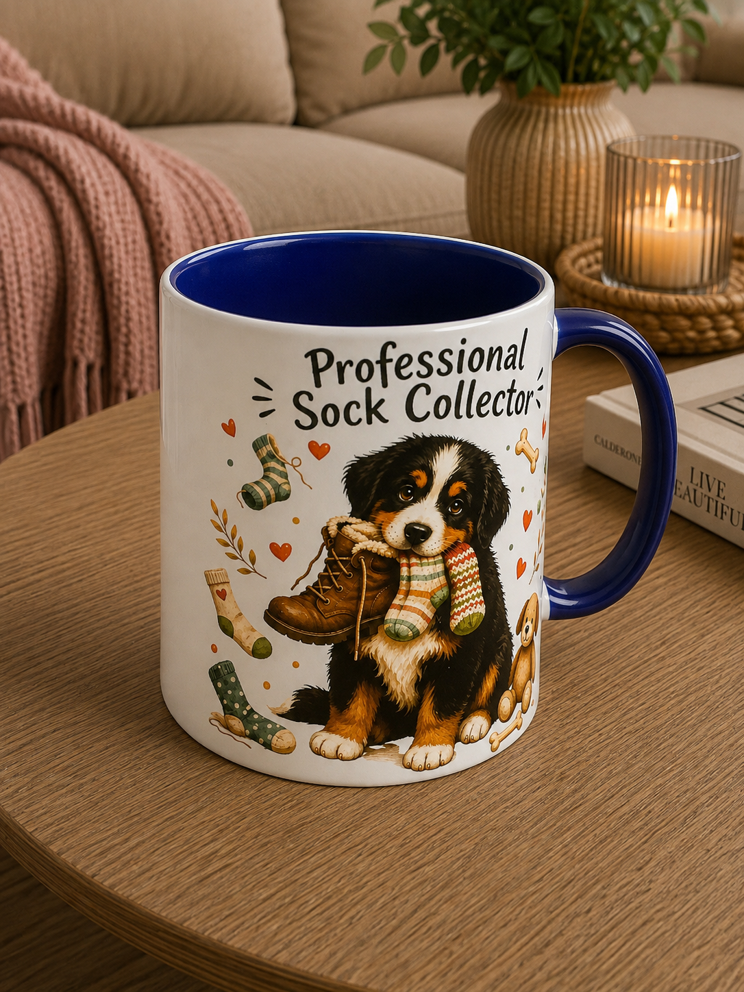 Personalised Bernese mountain dog mug | choose handle/interiour colour