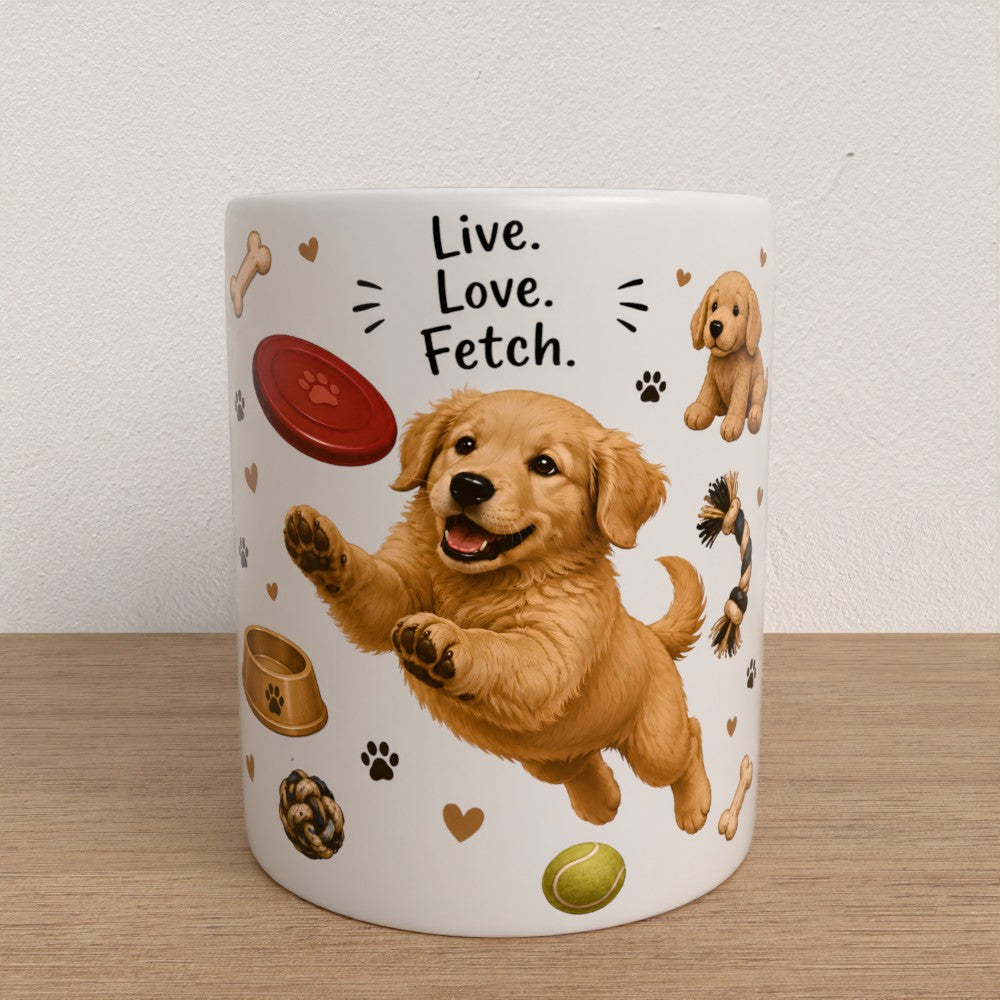 Personalised Golden retriever mug  | choose coat & handle/interiour colour
