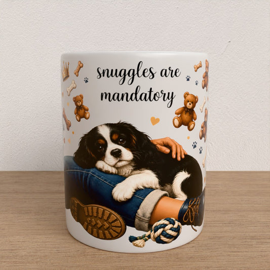 Personalised cavalier King Charles spaniel mug | choose coat & handle/interiour colour