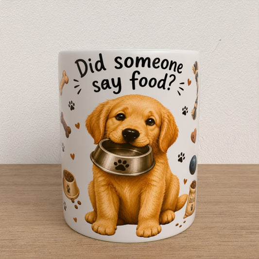 Personalised Golden retriever mug | choose handle/interiour colour