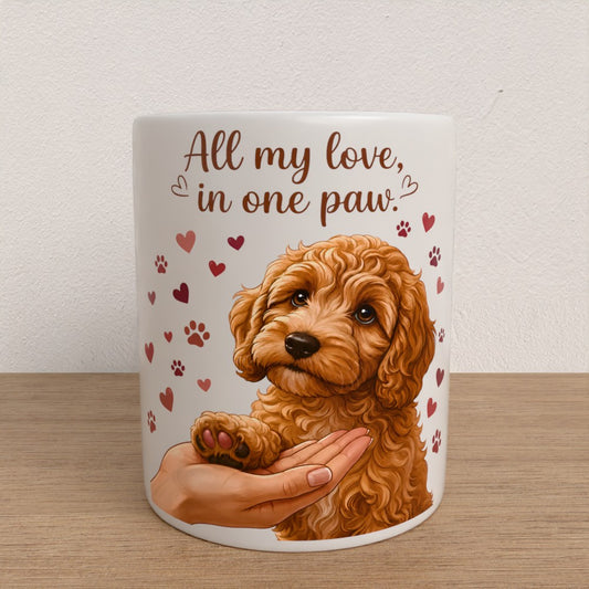 Personalised cockapoo mug |choose coat & handle/interiour colour