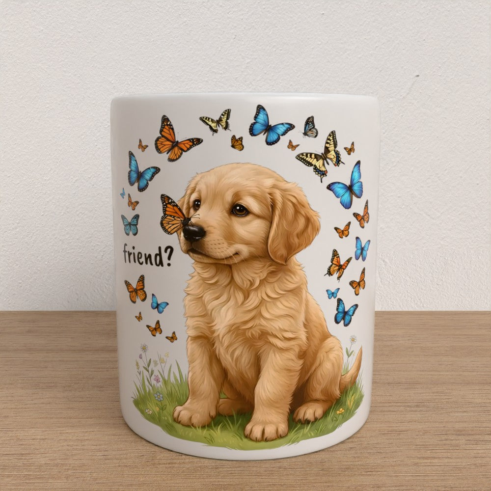 Personalised Golden retriever coffee mug | choose handle/interiour colour