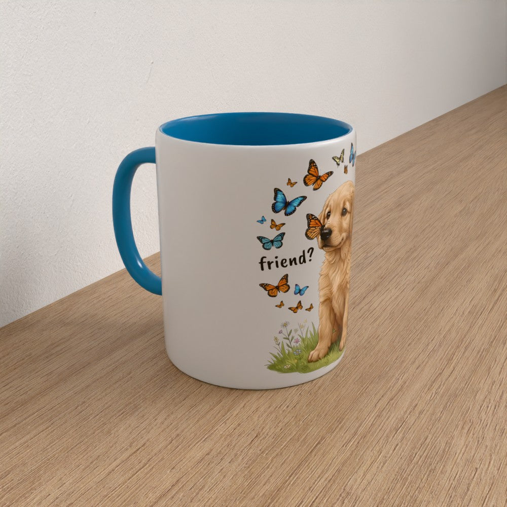 Personalised Golden retriever coffee mug | choose handle/interiour colour