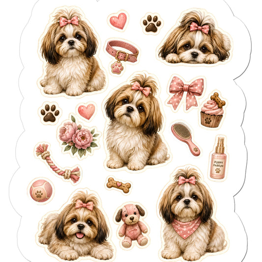 Shih Tzu vinyl kiss-cut sticker sheet