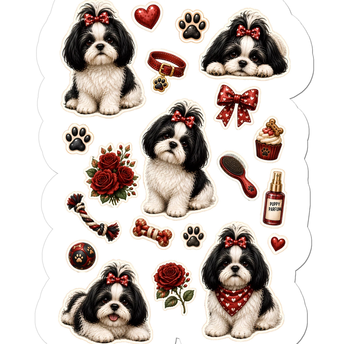 Shih Tzu vinyl kiss-cut sticker sheet