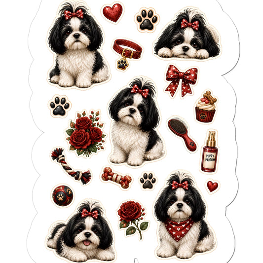 Shih Tzu vinyl kiss-cut sticker sheet