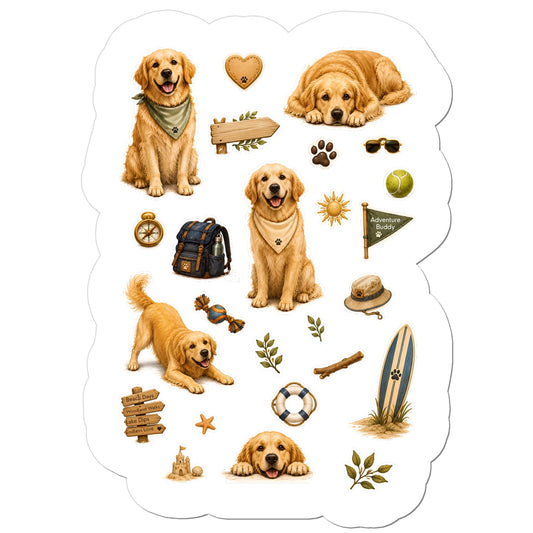 golden retriever vinyl kiss-cut sticker sheet