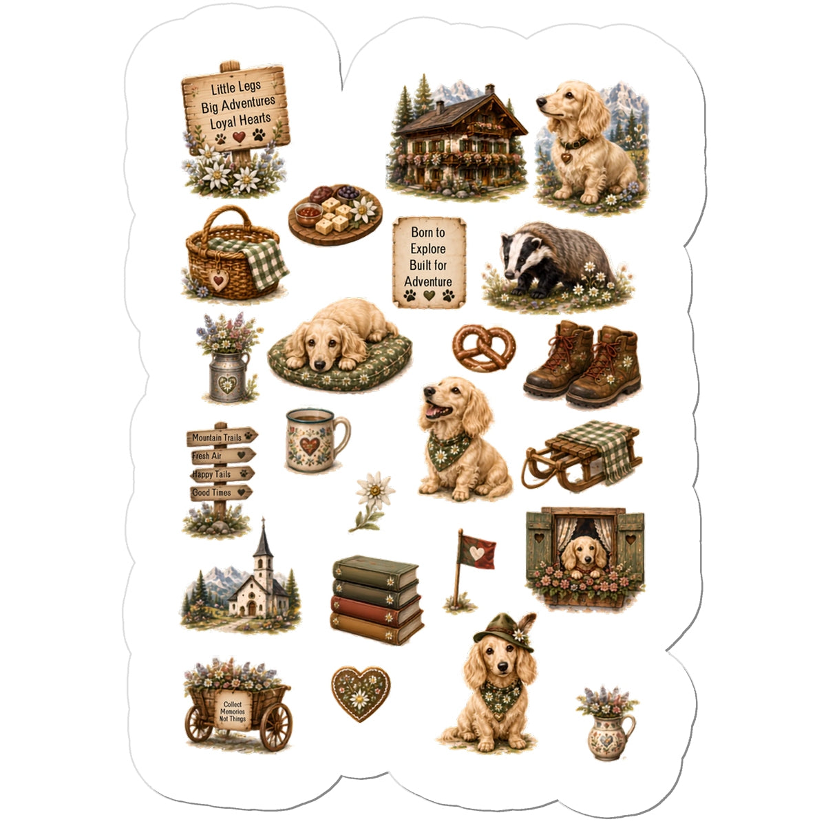 Water proof Datchshund matte vinyl sticker sheet| cute dog stickers | waterproof laptop and journal decals