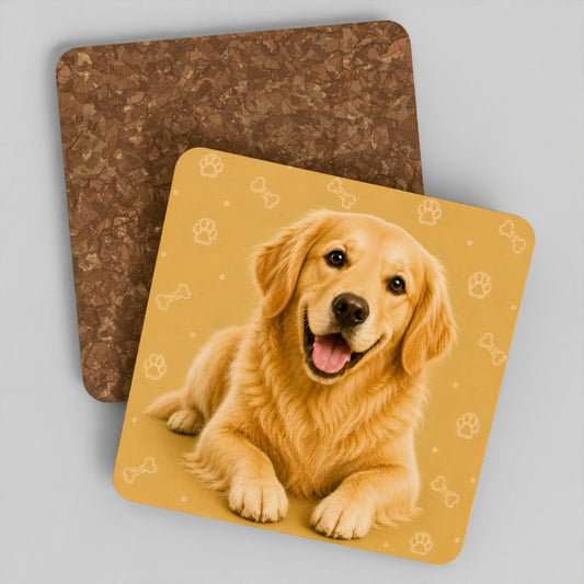 Golden retriever cork coaster