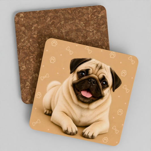 Pug cork coaster