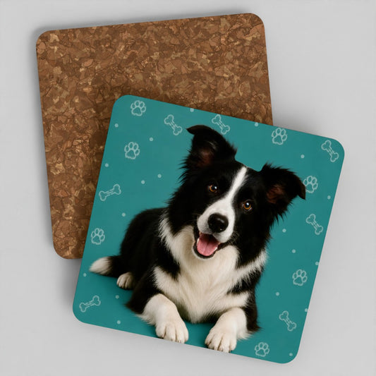 Border collie cork coaster