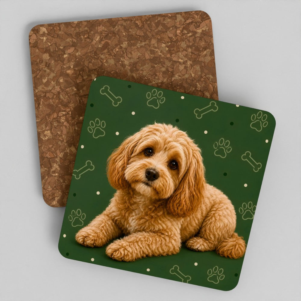 Cavapoo cork coaster