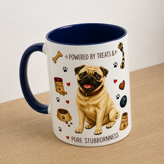 Personalised Pug mug | choose coat & handle/interiour colour