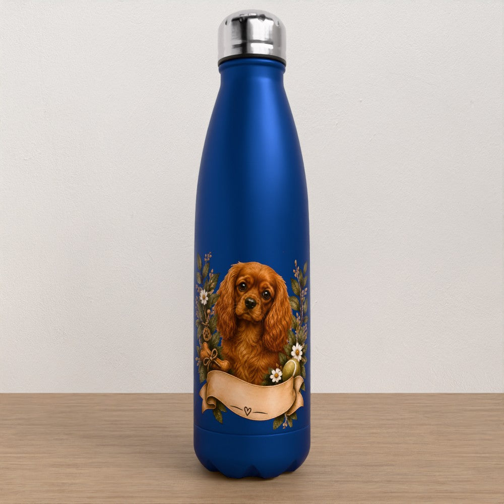 Personalised King Charles spaniel water bottle