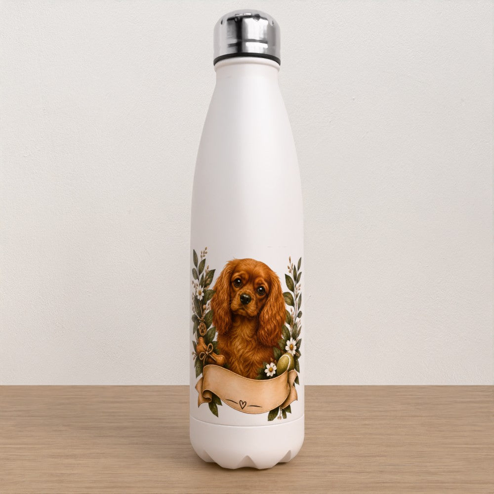 Personalised King Charles spaniel water bottle
