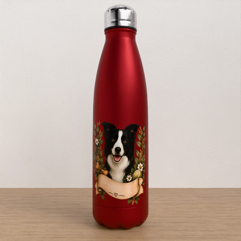Personalised Border Collie water bottle