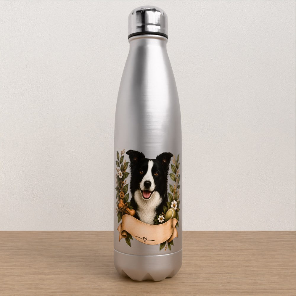 Personalised Border Collie water bottle