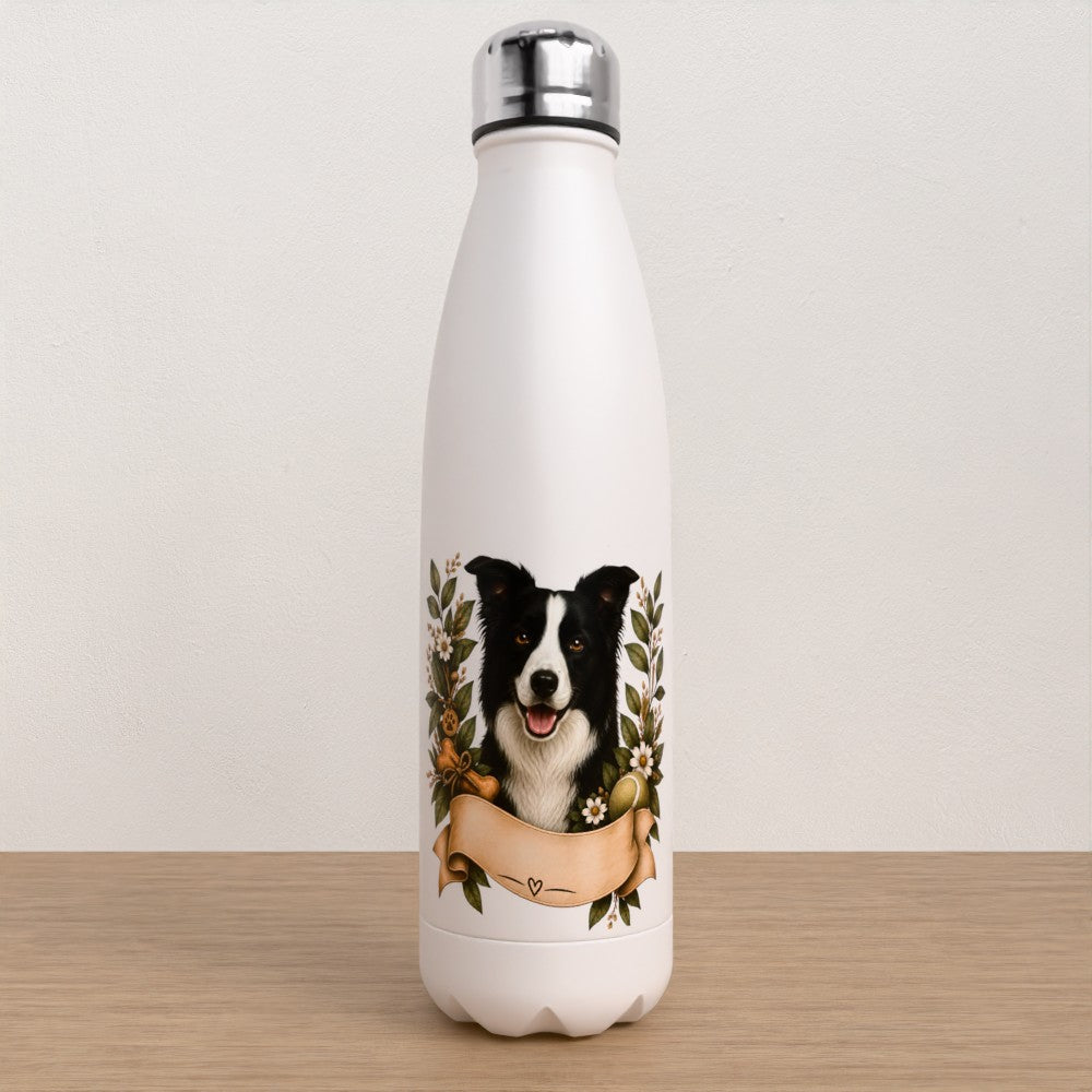 Personalised Border Collie water bottle