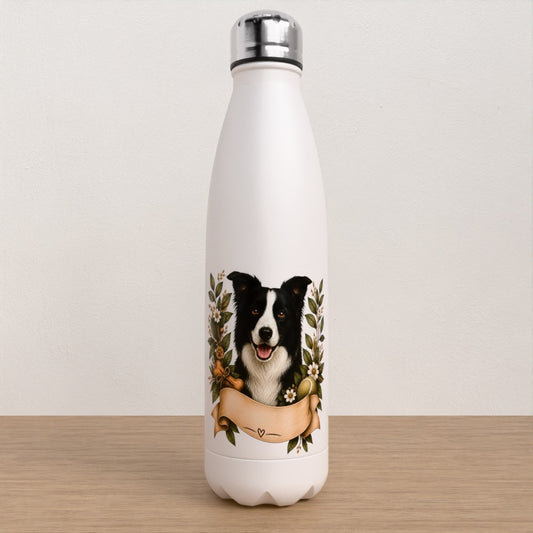 Personalised Border Collie water bottle