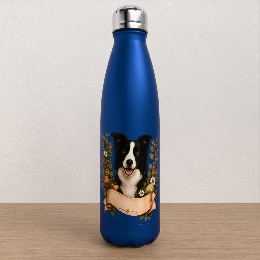 Personalised Border Collie water bottle