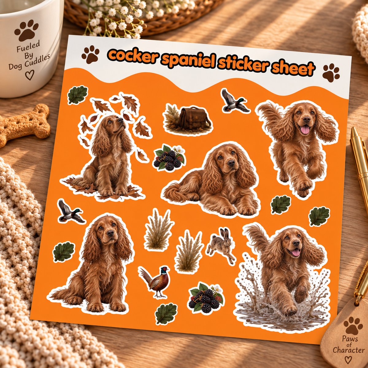 Premium Spaniel vinyl kiss-cut stickers
