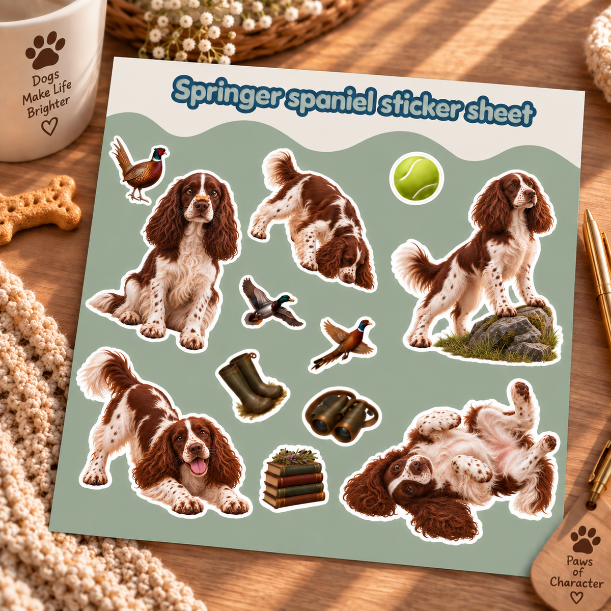 Premium Spaniel vinyl kiss-cut stickers