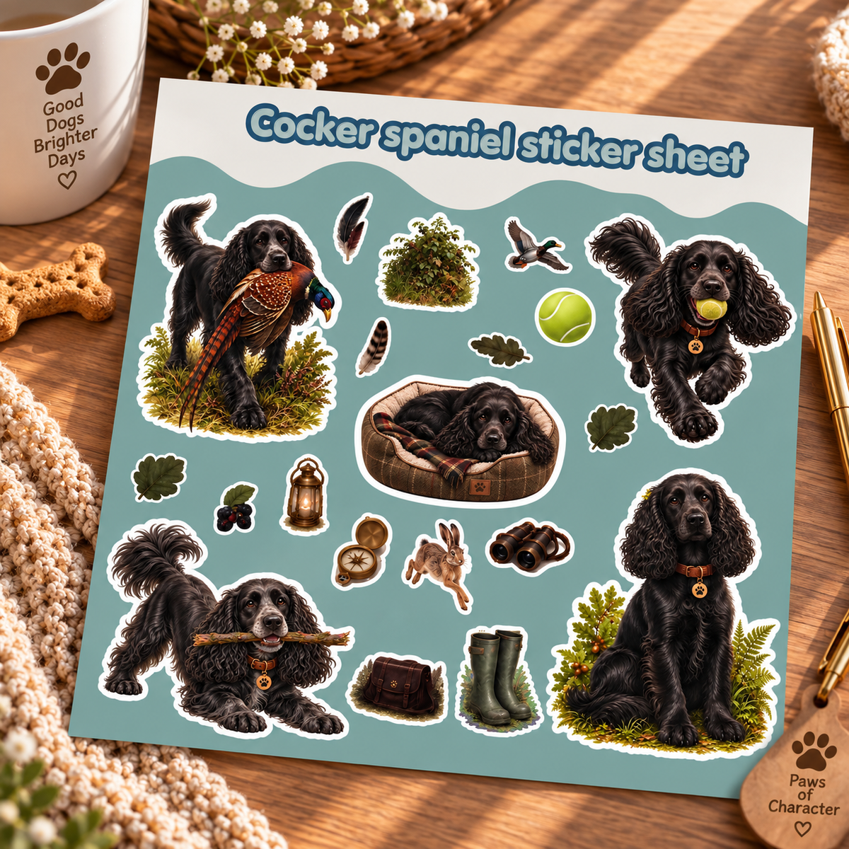 Premium Spaniel vinyl kiss-cut stickers
